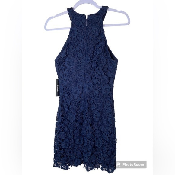 Lulus Love Poem Navy Blue Lace‎ Mini Dress NWT Size Small - Picture 7 of 8